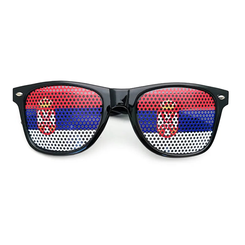 Fotbolls-VM Solglasögon – Svarta Unisex Glasögon med Flaggdesign