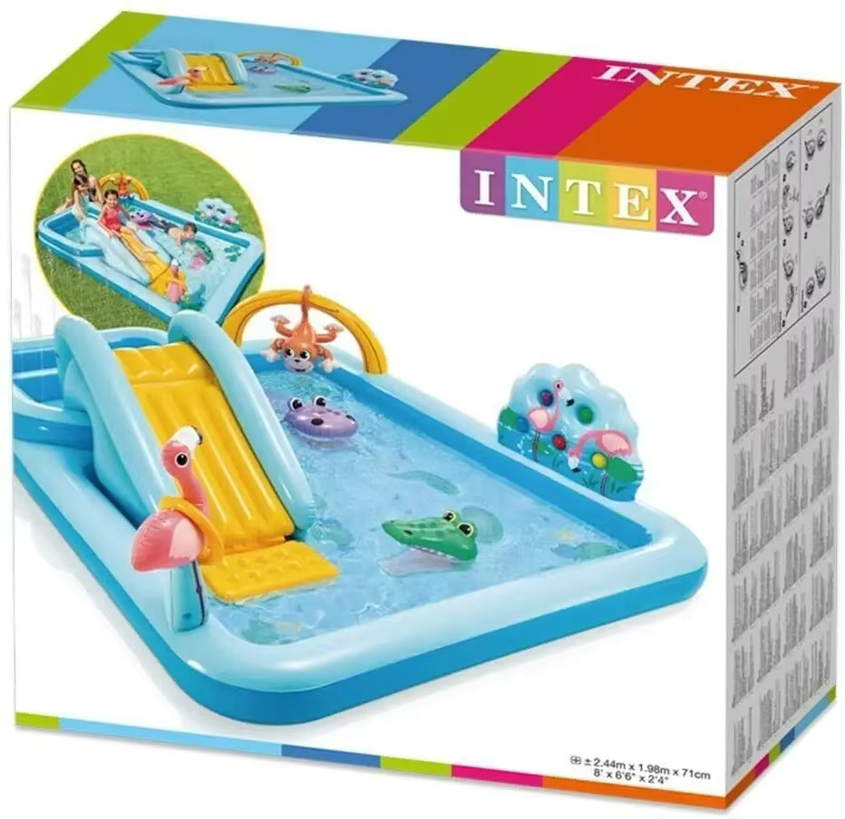INTEX Krokodil Vattenpark – Uppblåsbar Pool med Rutschkana