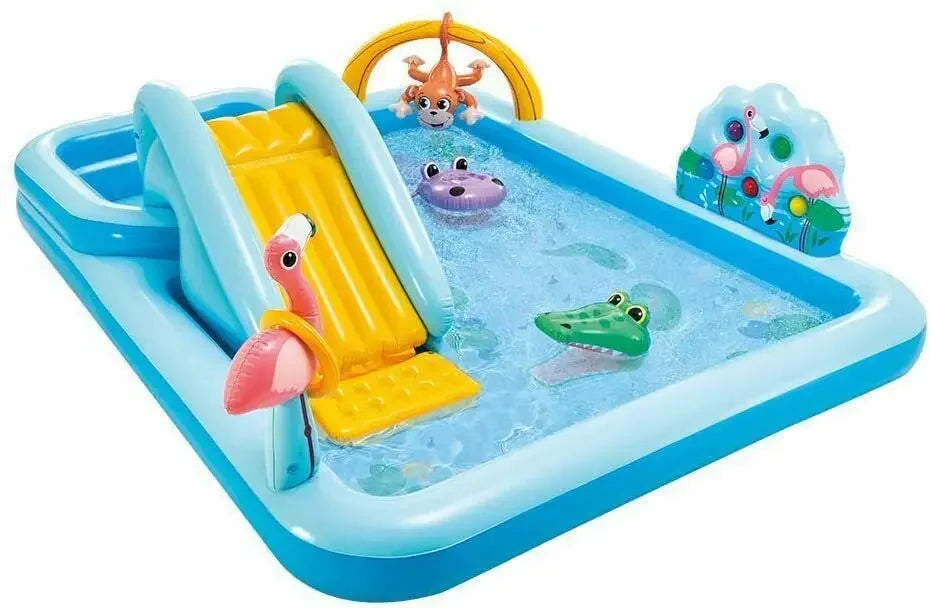 INTEX Krokodil Vattenpark – Uppblåsbar Pool med Rutschkana