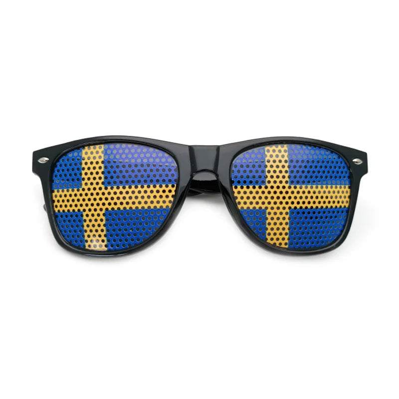 Fotbolls-VM Solglasögon – Svarta Unisex Glasögon med Flaggdesign