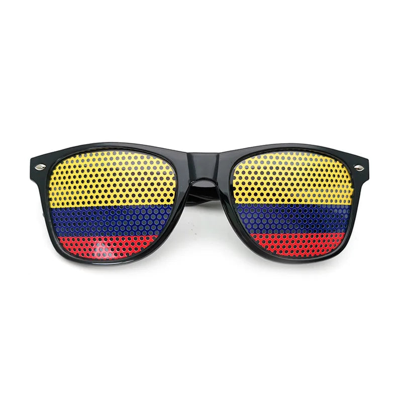 Fotbolls-VM Solglasögon – Svarta Unisex Glasögon med Flaggdesign