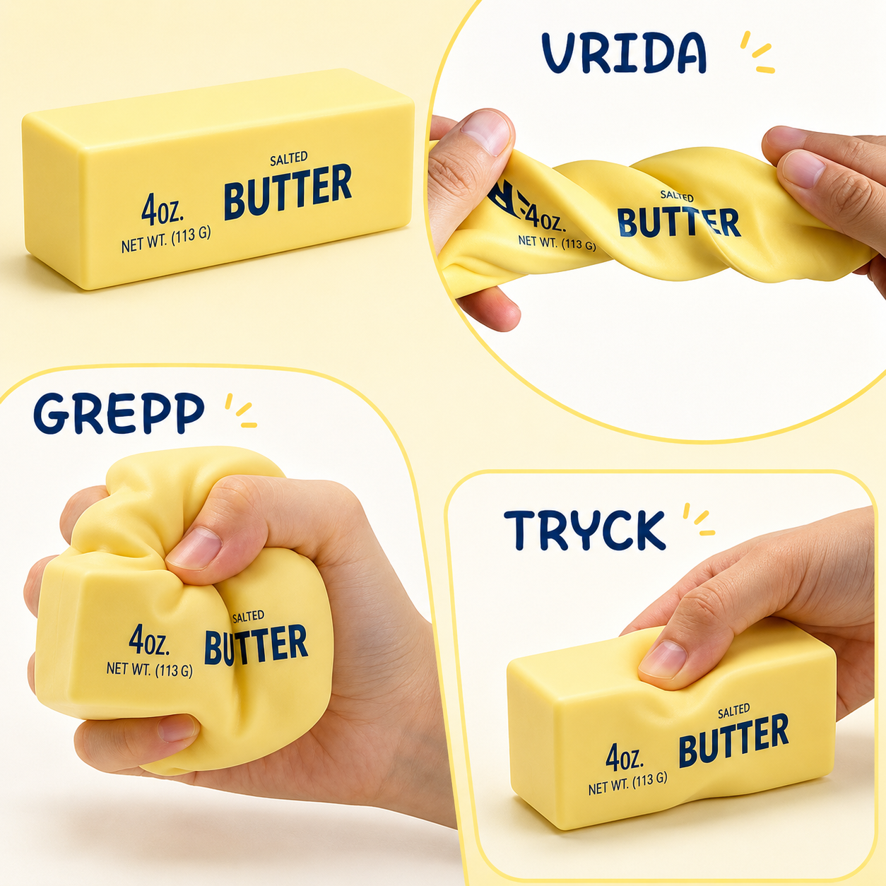 NeeDoh Nice Cube, Jellyfish Squishy & Butter Squishy